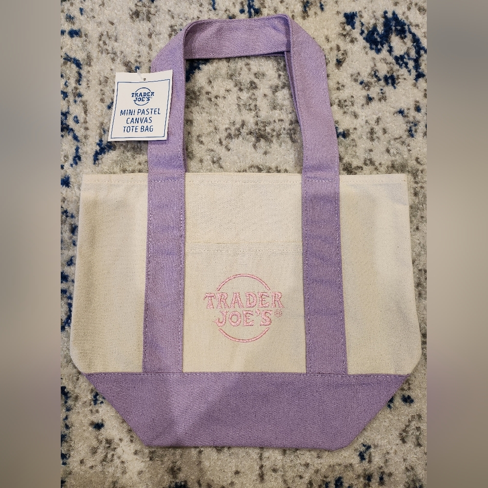 TRADER JOE'S MINI PASTEL CANVAS TOTE BAG (LIMITED EDITION)